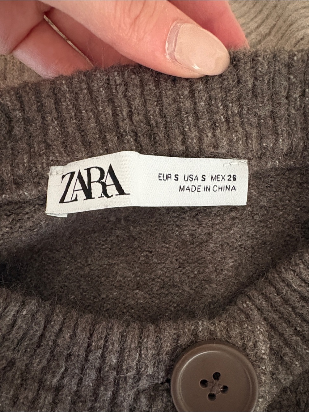 Zara Cropped Brown Button-Front Cardigan - Picture 2 of 2